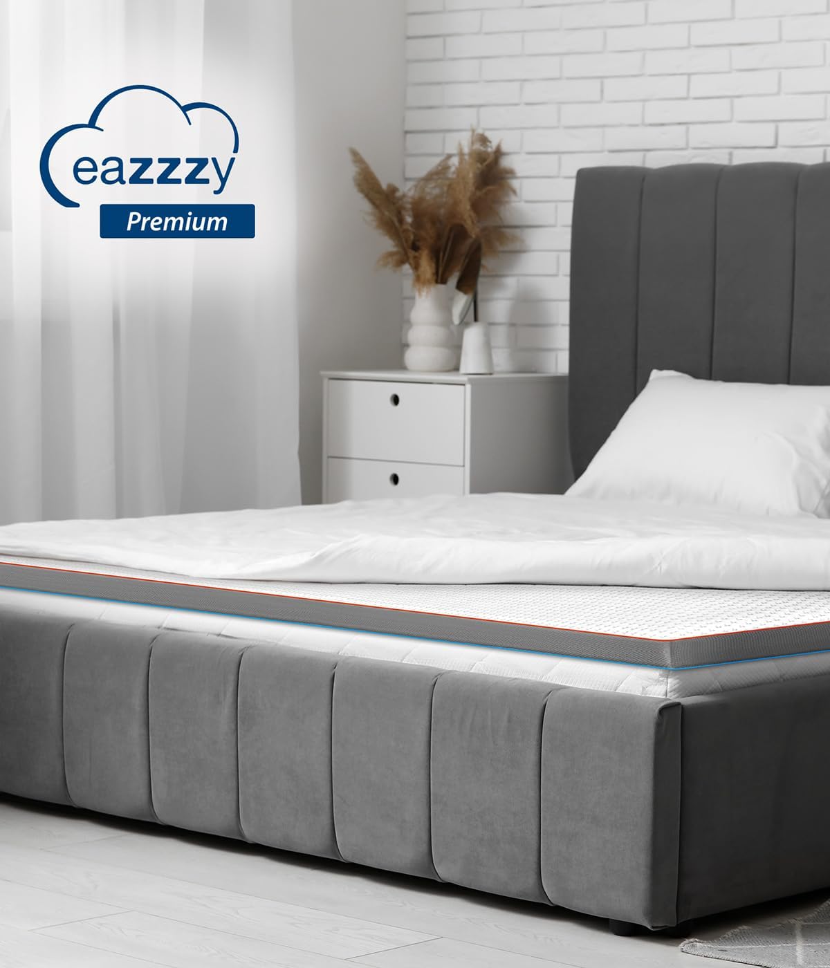 Genius eazzzy Topper Premium Cube Advance 9 cm Höhe, Matratzentopper, 2 in 1 Wende Topper mit Cooling Funktion, Memory Schaum, atimungsaktive Cover mit antibakterieller Wirkung Größe 140 x 200 x 9 cm — Ansicht 2