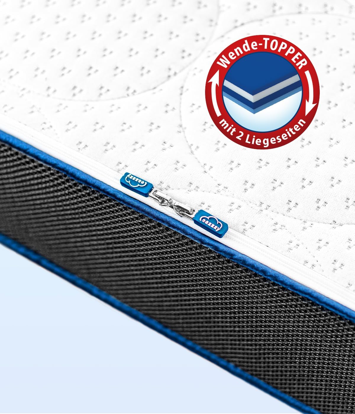 Genius eazzzy Topper Royal Hybrid Größe 80 x 200 x 11 cm Höhe 11 cm, Matratzentopper mit Gel-Memory-Schaum, Federkern-Topper Temperaturregulierend, Antibakterielle Silbercover, Hart-Weich-2 Seite, — Ansicht 3